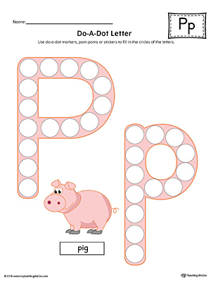 Letter P Do-A-Dot Worksheet (Color)
