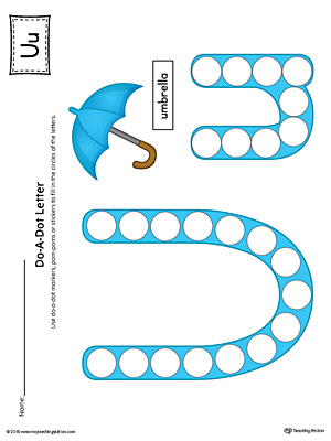 Letter U Do-A-Dot Worksheet (Color)