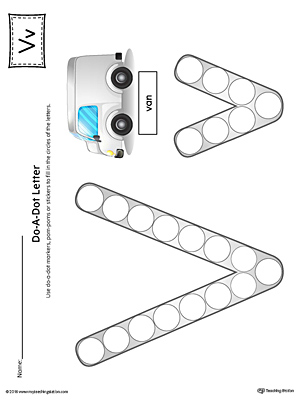 Letter V Do-A-Dot Worksheet (Color)