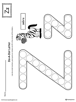 Letter Z Do-A-Dot Worksheet (Color)