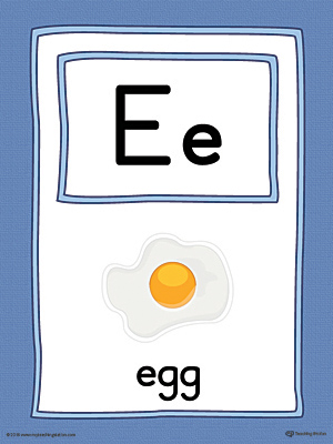 The Letter E Large Alphabet Picture Card in Color is perfect for helping students practice recognizing the letter E, and it