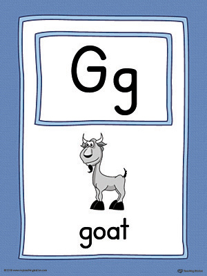Letter G Large Alphabet Picture Card Printable (Color)