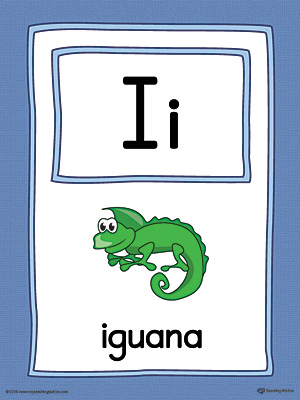 The Letter I Large Alphabet Picture Card in Color is perfect for helping students practice recognizing the letter I, and it