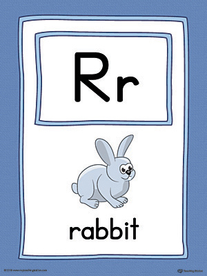 Letter R Large Alphabet Picture Card Printable (Color)