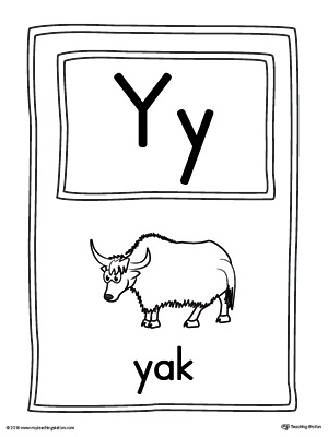Letter Y Large Alphabet Picture Card Printable