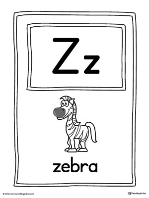 Letter Z Large Alphabet Picture Card Printable