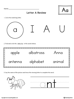Learning the Letter A Worksheet