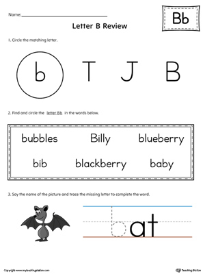 Learning the Letter B Worksheet (Color)