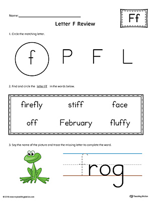 Learning the Letter F Worksheet (Color)