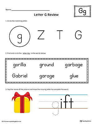 Learning the Letter G Worksheet (Color)
