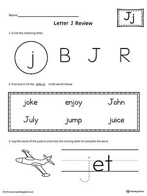 Learning the Letter J Worksheet