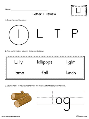 Learning the Letter L Worksheet (Color)
