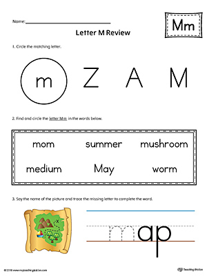 Learning the Letter M Worksheet (Color)