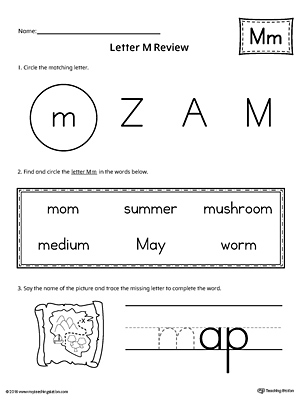 Learning the Letter M Worksheet | MyTeachingStation.com