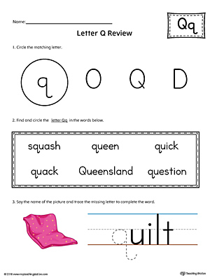 Learning the Letter Q Worksheet (Color)
