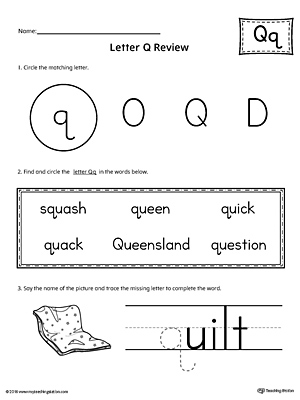 Learning the Letter Q can be easy and simple with the right tools. Download this action pack worksheet and help your student learn all about the letter Q.