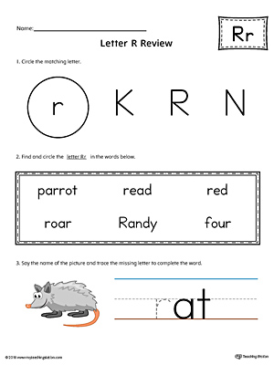 Learning the Letter R Worksheet (Color)