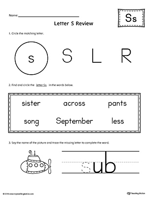 Learning the Letter S Worksheet
