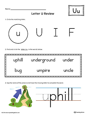 Learning the Letter U Worksheet (Color)