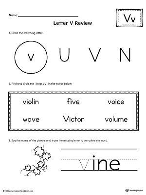 Learning the Letter V Worksheet