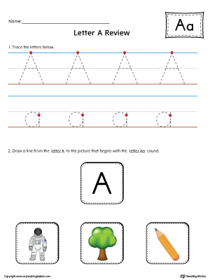 Letter A Review Worksheet (Color)