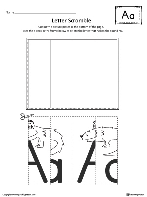 Use the Letter A Scramble printable worksheet to aid your student in recognizing the letter A and it