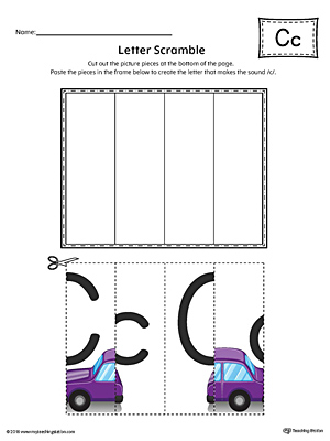 Use the Letter C Scramble in Color printable worksheet to aid your student in recognizing the letter C and it
