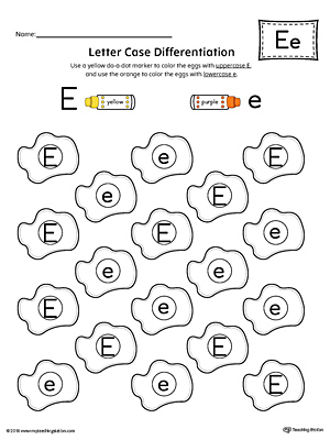 Letter Case Recognition Worksheet: Letter E