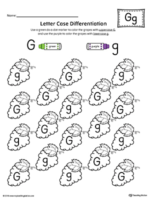 Letter Case Recognition Worksheet: Letter G