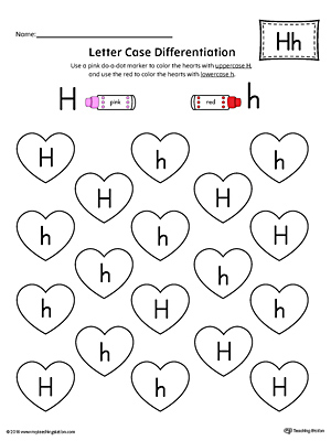 Use the Letter Case Recognition Worksheet: Letter H to help your preschooler to recognize the difference between the uppercase and lowercase A.