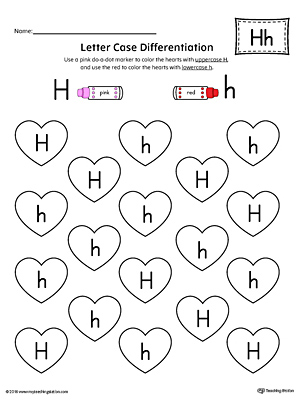 Letter Case Recognition Worksheet: Letter H