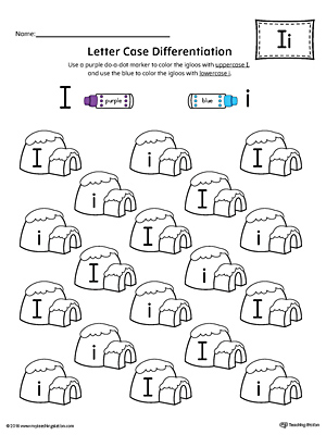 Use the Letter Case Recognition Worksheet: Letter I to help your preschooler to recognize the difference between the uppercase and lowercase A.