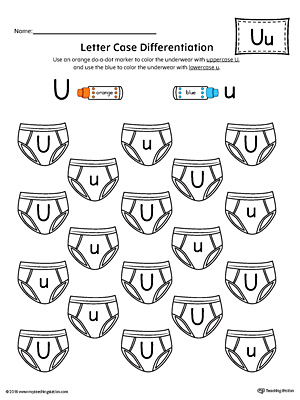 Letter Case Recognition Worksheet: Letter U