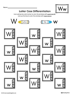 Use the Letter Case Recognition Worksheet: Letter W to help your preschooler to recognize the difference between the uppercase and lowercase A.