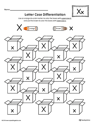 letter case recognition worksheet letter x