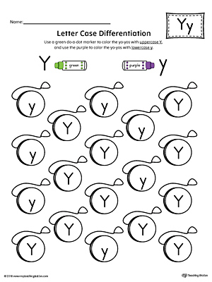 Letter Case Recognition Worksheet: Letter Y