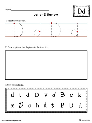 Use the Letter D Practice Worksheet to help your student identify and trace the letter D along with recognizing it