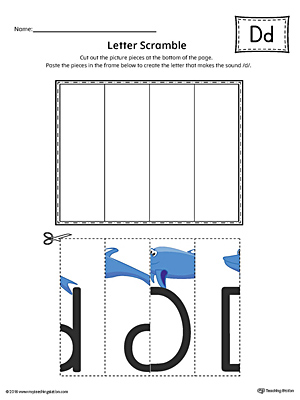 Use the Letter D Scramble in Color printable worksheet to aid your student in recognizing the letter D and it