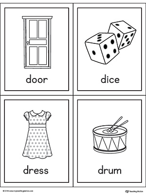 Letter D Words and Pictures Printable Cards: Door, Dice ...