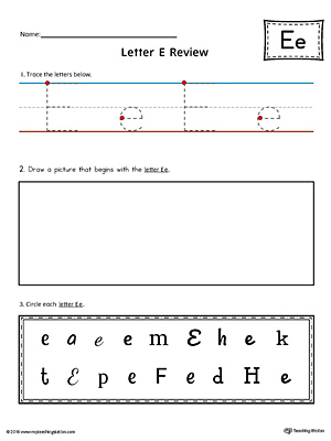 Use the Letter E Practice Worksheet to help your student identify and trace the letter E along with recognizing it