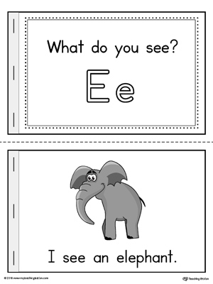 Short Letter E Words Printable Mini Book (Color)