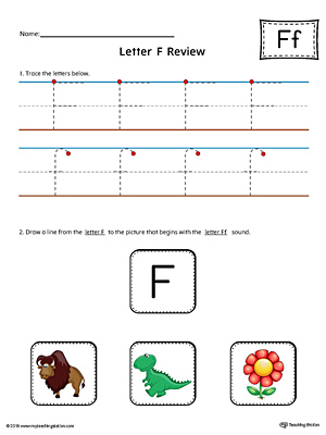 Letter F Review Worksheet (Color)