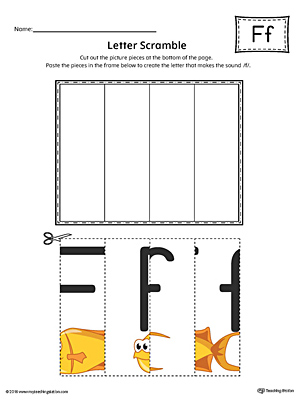 Letter F Scramble Worksheet (Color)