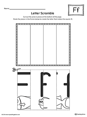 Use the Letter F Scramble printable worksheet to aid your student in recognizing the letter F and it