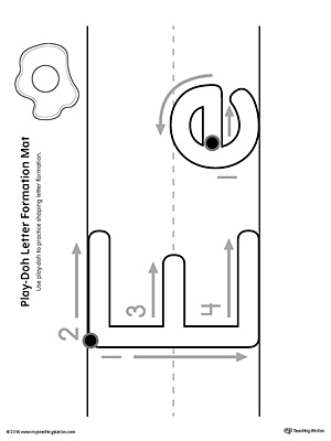 Use the Letter Formation Play-Doh Mat: Letter E as a fun hands-on activity for your kindergartener to learn how to form the letter E.