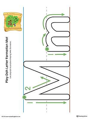 Use the Letter Formation Play-Doh Mat: Letter M in Color as a fun hands-on activity for your preschooler to learn how to form the letter M.