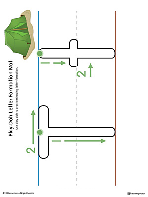 Letter Formation Play-Doh Mat: Letter T Printable (Color)