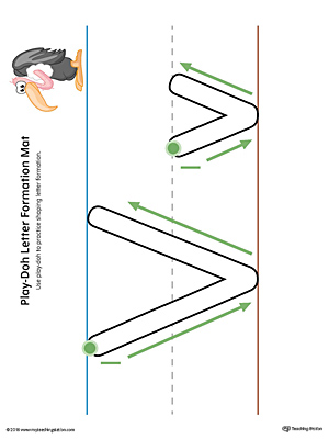 Use the Letter Formation Play-Doh Mat: Letter V in Color as a fun hands-on activity for your preschooler to learn how to form the letter V.