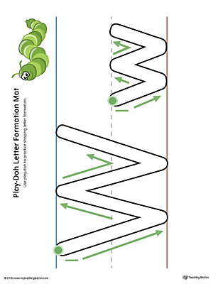 Letter Formation Play-Doh Mat: Letter W Printable (Color