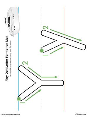 Letter Formation Play-Doh Mat: Letter Y Printable (Color)